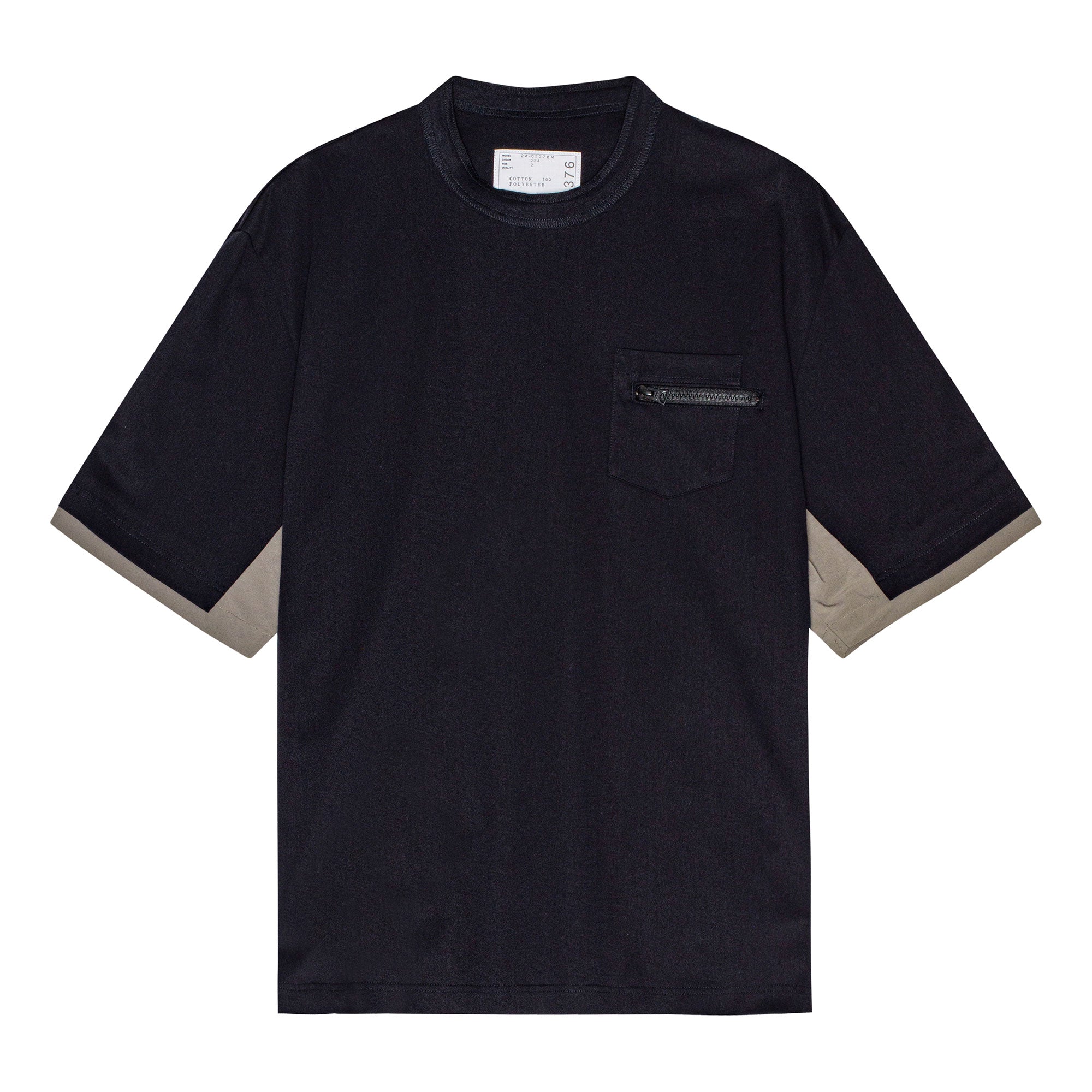 sacai Cotton Jersey T-Shirt NAVY/TAUPE 24-03376M – stormfashion.dk