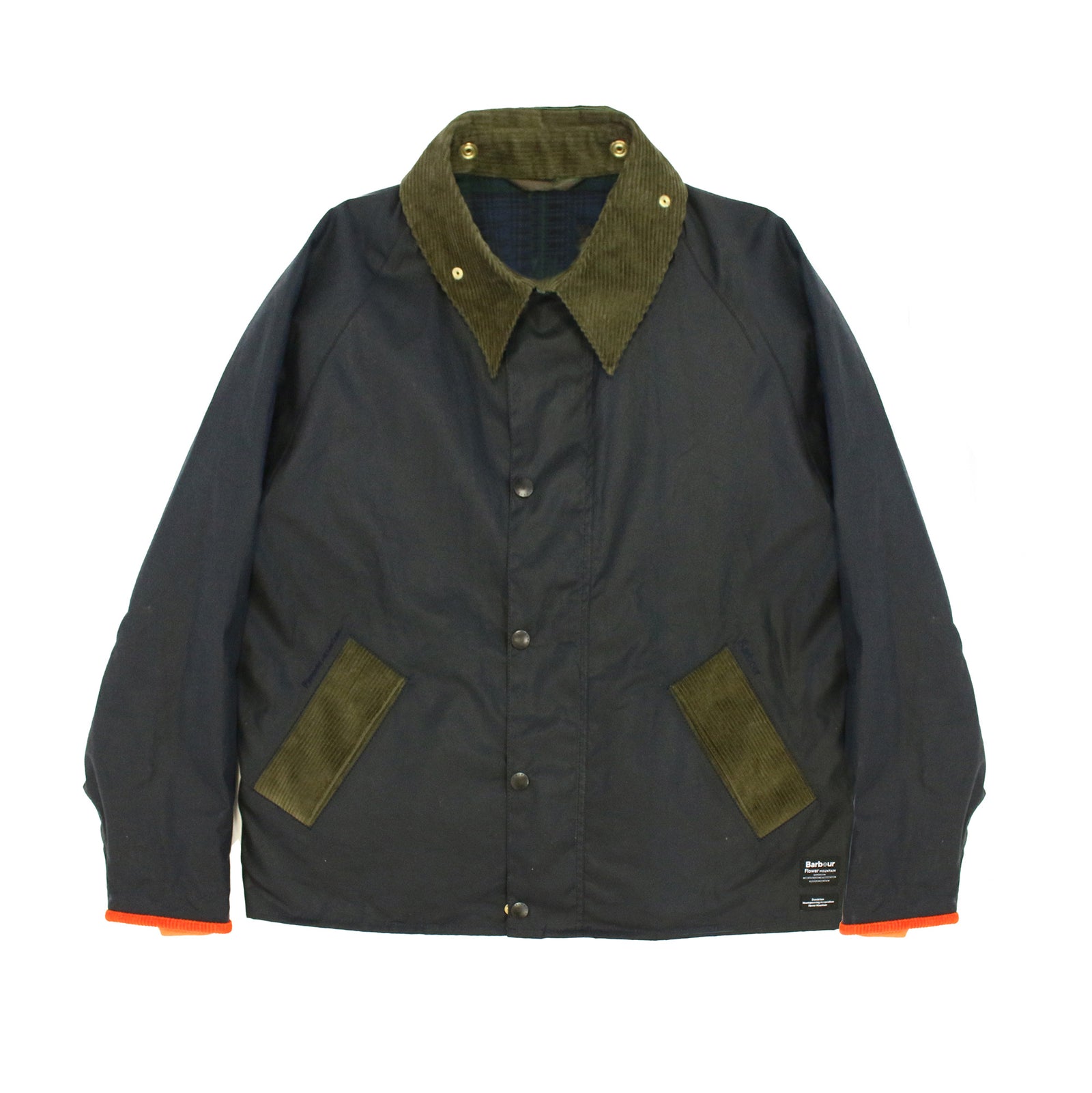 Barbour x Flower Mountain Wax Jacket Navy / Orange – stormfashion.dk