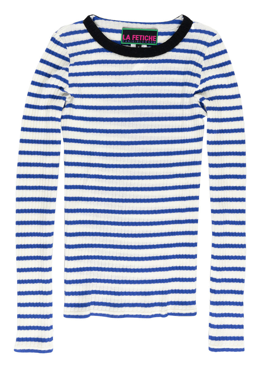 La Fetiche Jackie Raye Top Blue / White – stormfashion.dk